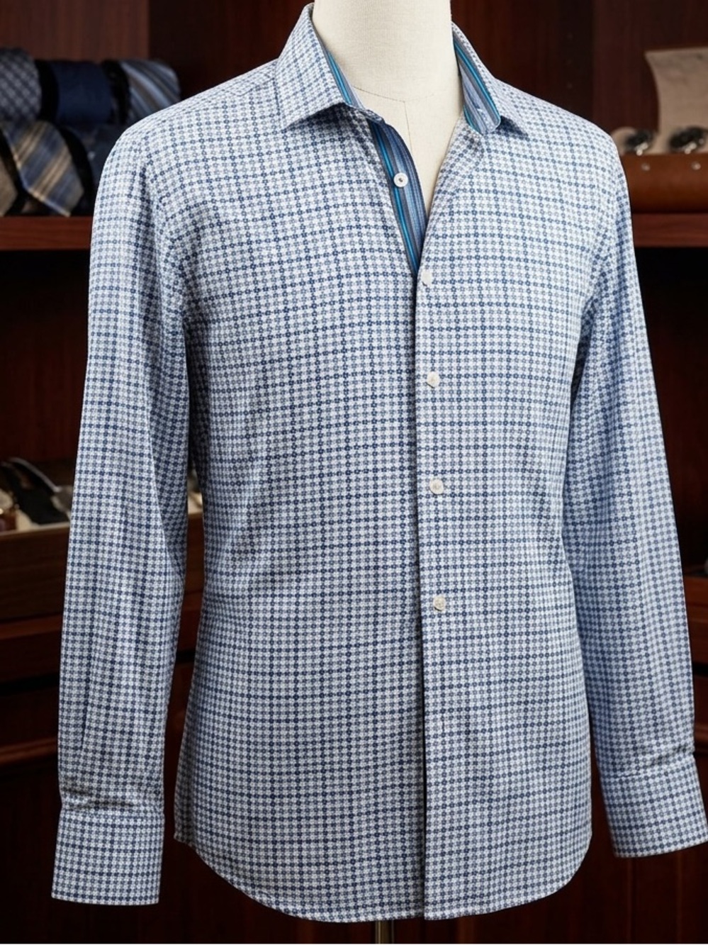 Tallia Blue Patterned Men's Dress Shirt